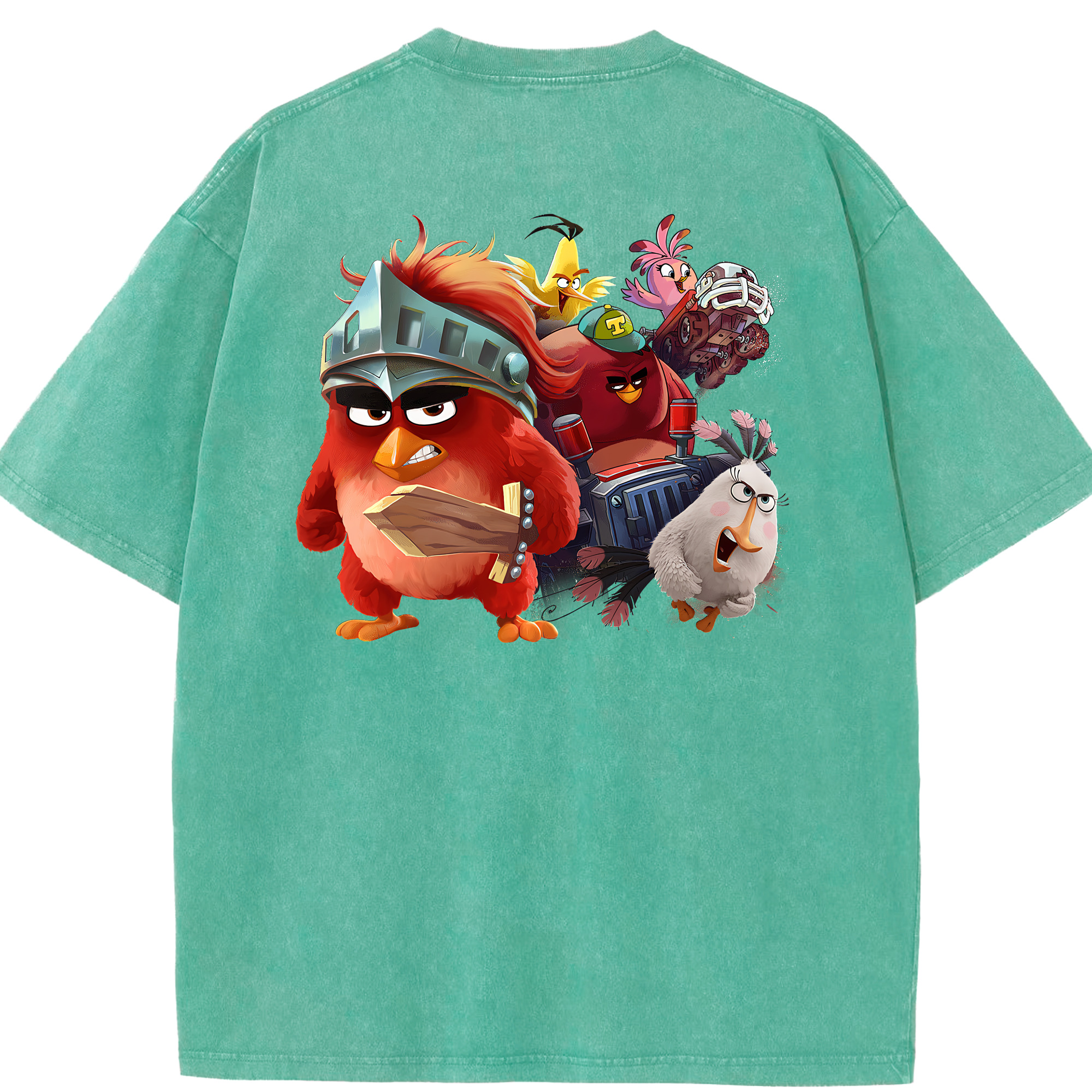 （画像用） Angry Birds アングリーバード 綿100% ヴィンテージ風 半袖Tシャツ（背面プリント）